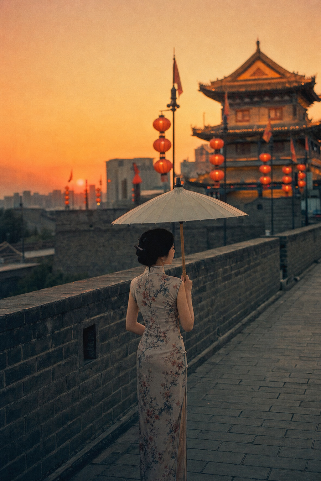 旗袍胶片 · 西安古城墙 · 黄昏